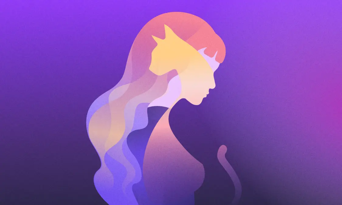 artistic silhouette of a person made of cats