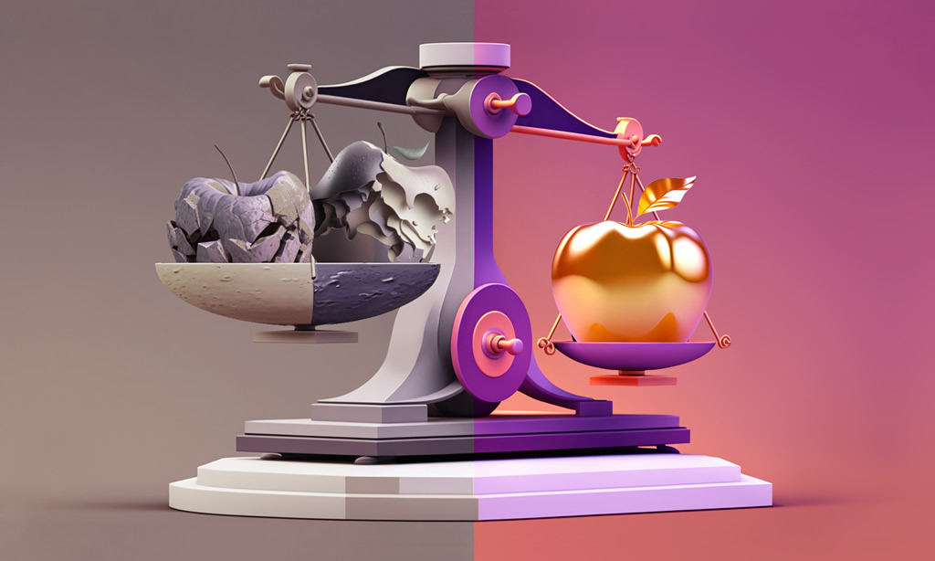 Pink and purple gradient with a clipboard checklist graphic in the middle, surrounded by a calendar icon, coins, a calendar, and a person sitting on the coins with a laptop.