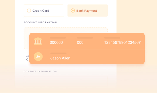 Set up pre-authorization for future ach request