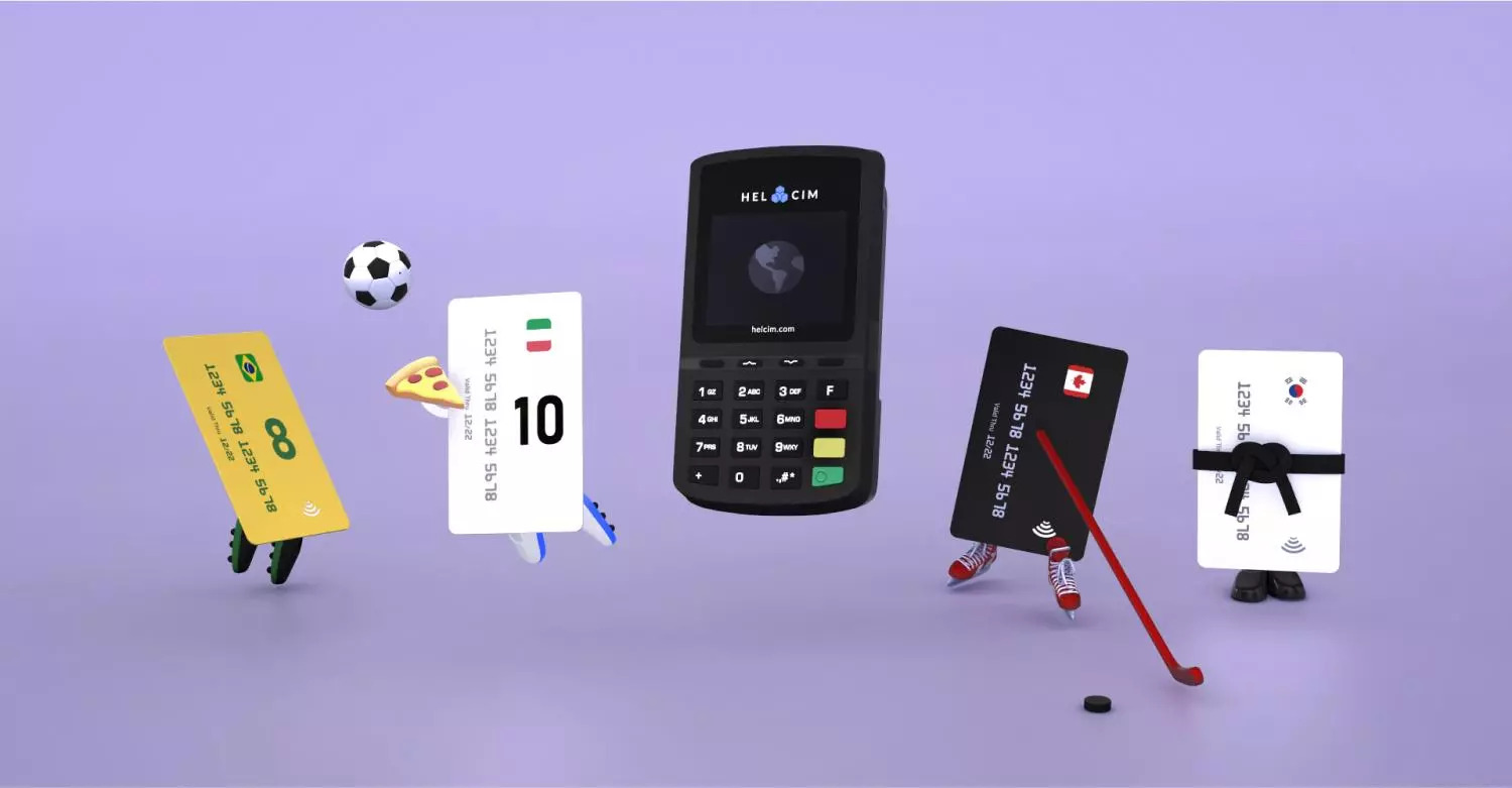 multiple credit cards with flags from different countries