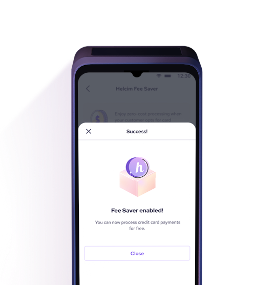 Zero fee processing for every in-person credit card transactions through Helcim Smart Terminal