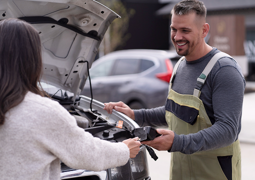 Laptop on desk at the garage