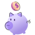 Helcim piggy bank with coin