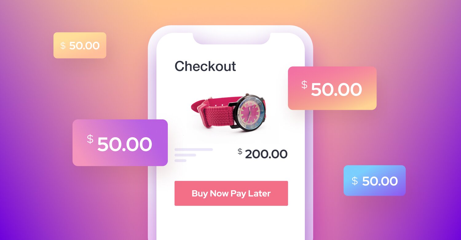 A phone displaying a check out screen with a buy now pay later button